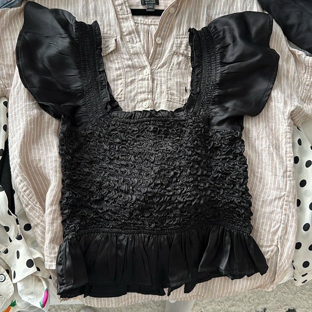 Love the label smocked flutter sleeve top